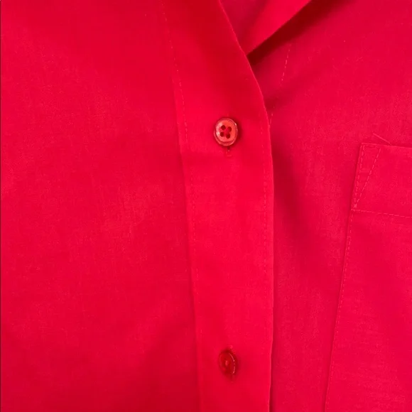 Foxcroft Red Long Sleeve Button Down Shirt with Notched Collar - Picture 5 of 7